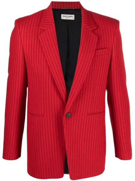  Saint Laurent Pinstripe-pattern Single-breasted Blazer - Red 