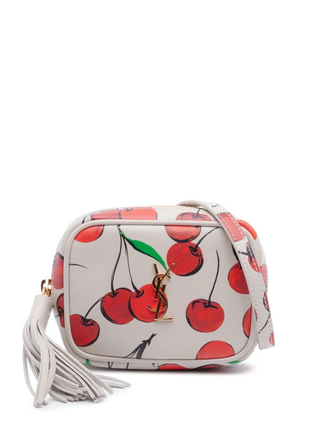  Saint Laurent Pre-owned 2020 Baby Calfskin Monogram Cherry Printed Lou Camera Bag Crossbody Bag - Red 