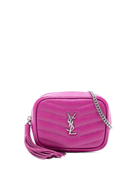  Saint Laurent Pre-owned 2020 Baby Matelasse Grain De Poudre Monogram Lou Camera Bag Crossbody Bag - Pink 