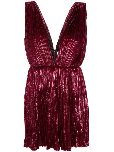  Saint Laurent Pre-owned Lamé-effect Pleated Minidress - Red 