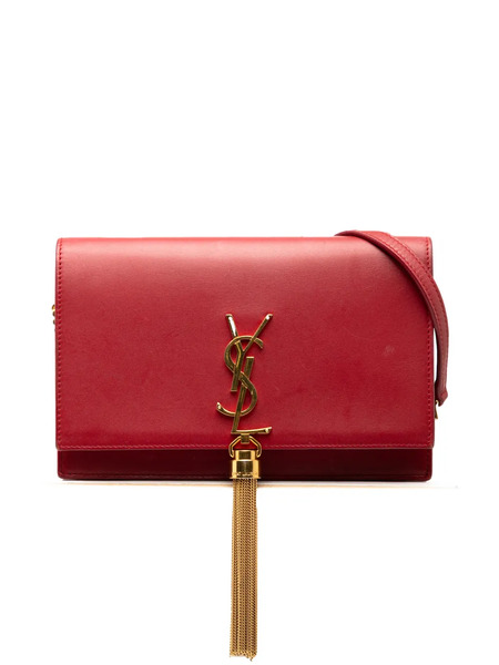  Saint Laurent Pre-owned 2017 Smooth Calfskin Monogram Kate Tassel Wallet On Chain Crossbody Bag - Red 