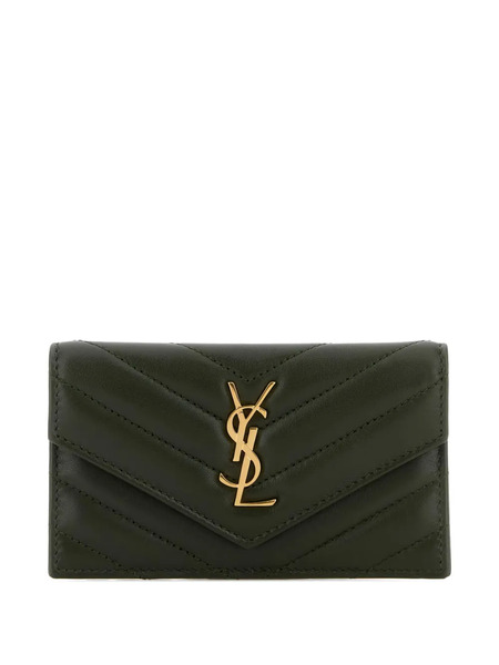 Saint Laurent Quilted Card Holder - Green 