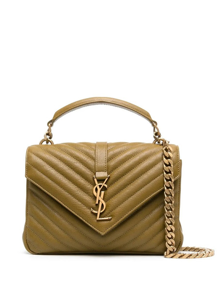  Saint Laurent Quilted Logo-plaque Tote Bag - Green 