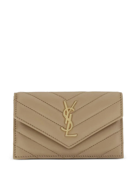  Saint Laurent Quilted Logo Wallet - Neutrals 