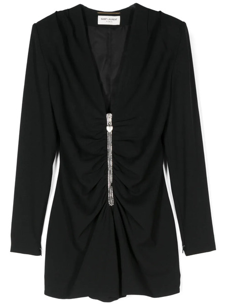  Saint Laurent Ruched Playsuit - Black 