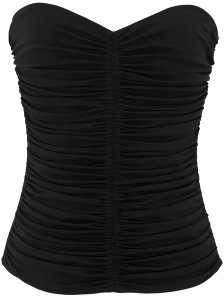  Saint Laurent Ruched Strapless Top - Black 