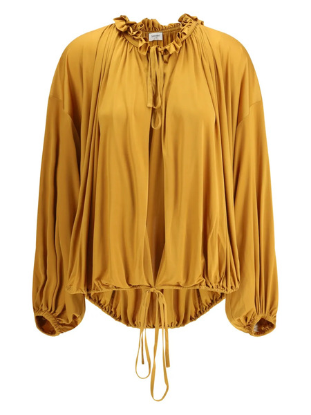  Saint Laurent Ruffled Drawstring Top - Orange 