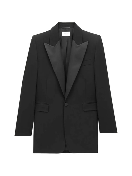 Saint Laurent Shawl-lapel Wool Jacket - Black 
