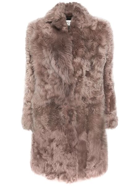  Saint Laurent Single-breasted Shearling Jacket - Pink 