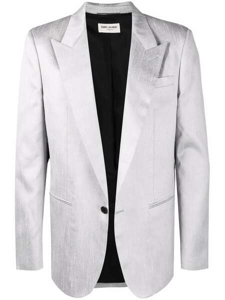  Saint Laurent Single-breasted Suit Blazer - Grey 