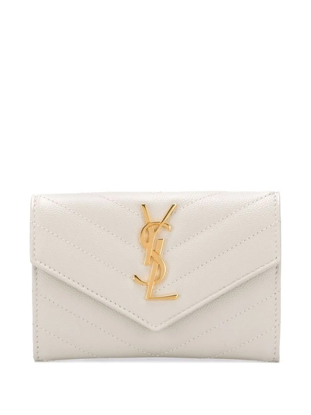  Saint Laurent Small Chevron-quilted Leather Wallet - White 