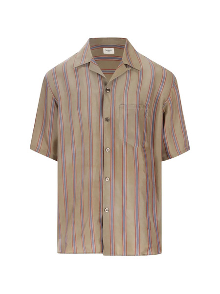  Saint Laurent Striped-pattern Chest-pocket Shirt - Neutrals 