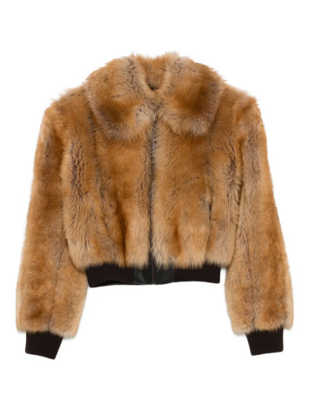  Saint Laurent Zip-front Shearling Jacket - Brown 