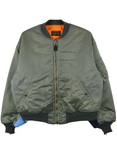  Saint Mxxxxxx Contrasting Sleeves Bomber Jacket - Green 