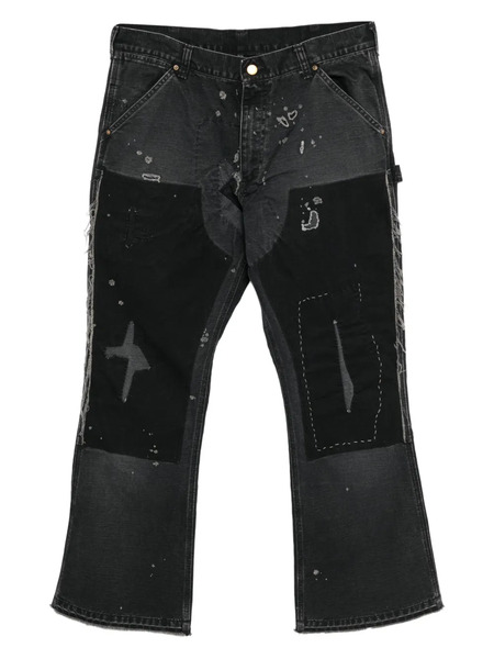  Saint Mxxxxxx Patchwork Bootcut Jeans - Black 