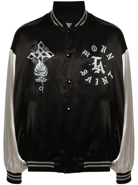  Saint Mxxxxxx Satin Bomber Jacket - Black 