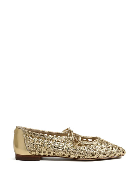  Sam Edelman Marcie Woven Tie Ballet Flats - Gold 