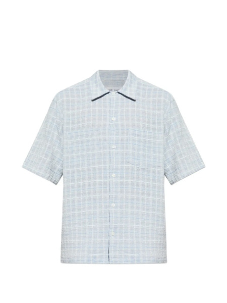  Samsoe Samsoe Checked-pattern Chest-pocket Shirt - Blue 