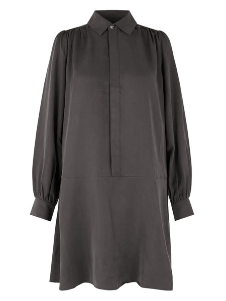  Samsoe Samsoe Collared Puff-sleeve Mini Shirt Dress - Grey 