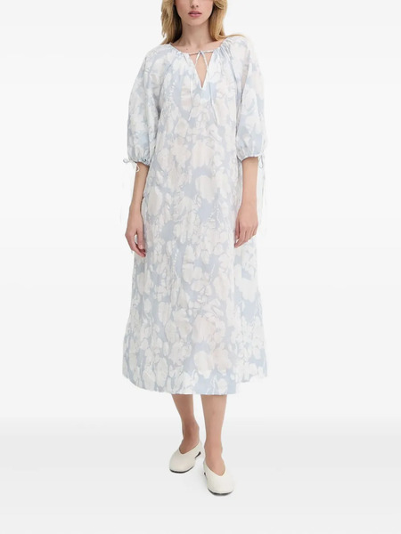  Samsoe Samsoe Floral-pattern Tie-detail Midi Dress - White 