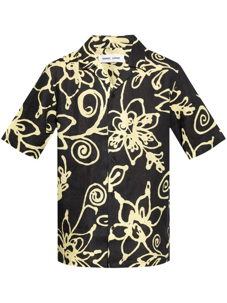  Samsoe Samsoe Floral-print Linen Shirt - Black 