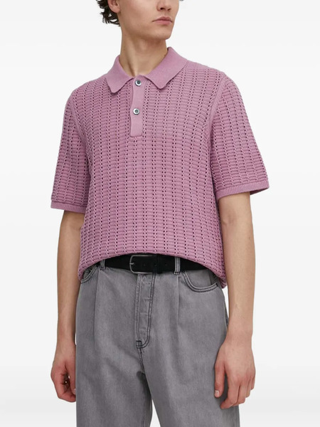 Samsoe Samsoe Open-knit Short-sleeve Polo Shirt - Pink 
