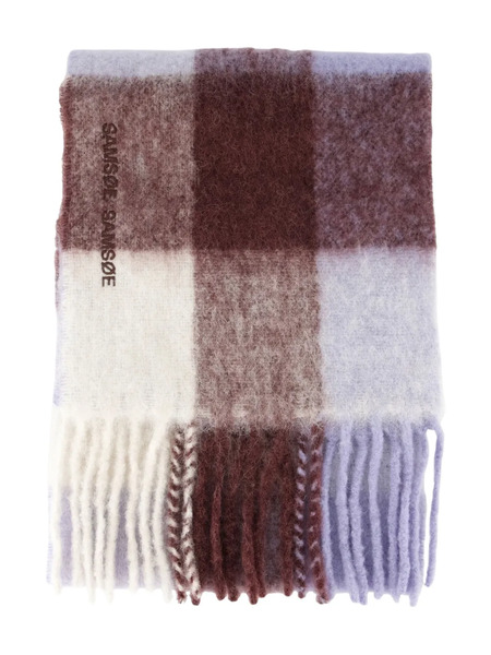  Samsoe Samsoe Plaid Fringed Scarf - Purple 