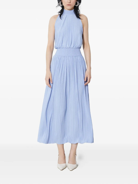 Samsoe Samsoe Pleated High-neck Midi Dress - Blue 