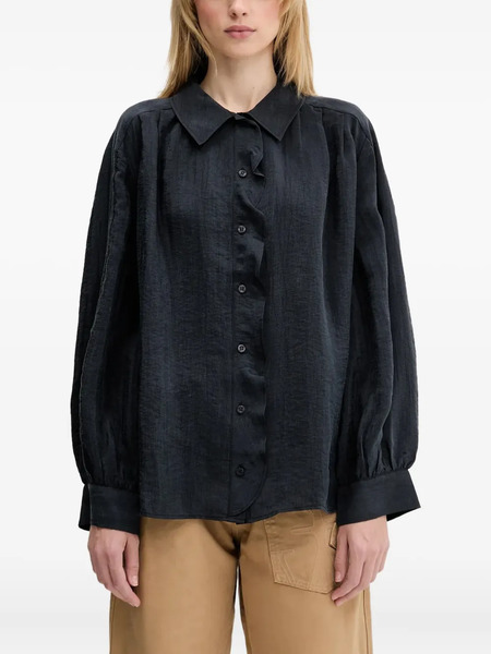  Samsoe Samsoe Ruffled Balloon-sleeve Shirt - Black 