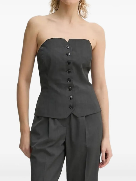  Samsoe Samsoe Saellen Button-front Strapless Top - Grey 