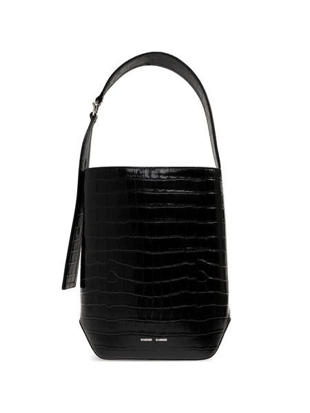  Samsoe Samsoe Saelmegade Crocodile-effect Leather Tote Bag - Black 