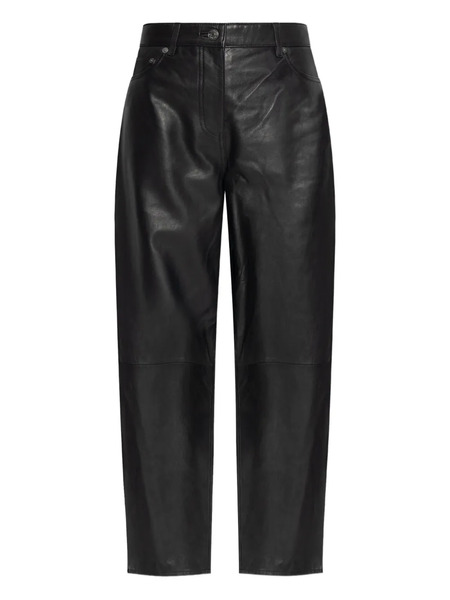  Samsoe Samsoe Saharpal Leather Panelled-design Trousers - Black 