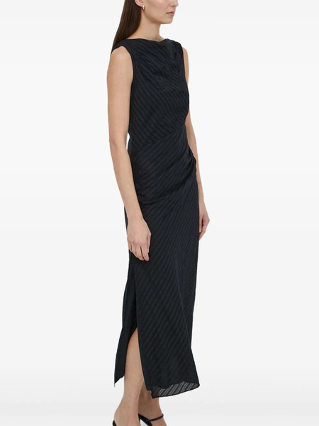  Samsoe Samsoe Sahira Striped Ruched Midi Dress - Black 