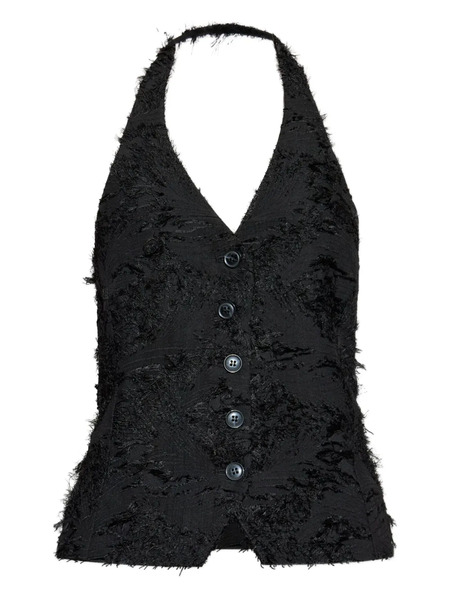  Samsoe Samsoe Salazio Feathered Halterneck Top - Black 