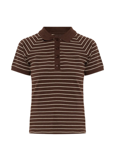  Samsoe Samsoe Samia Striped Buttoned Polo Top - Brown 