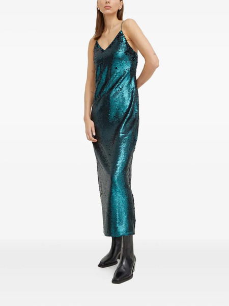  Samsoe Samsoe Sequin Tie Midi Dress - Green 