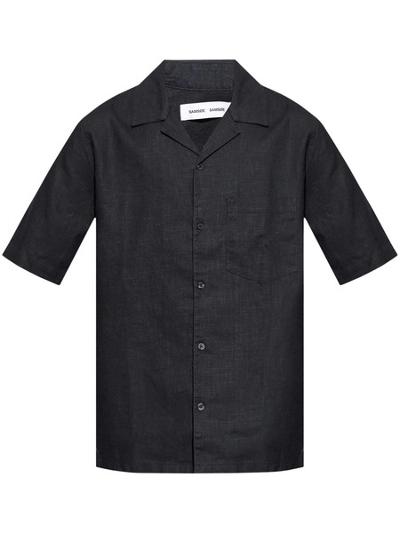  Samsoe Samsoe Short-sleeve Linen-blend Shirt - Blue 