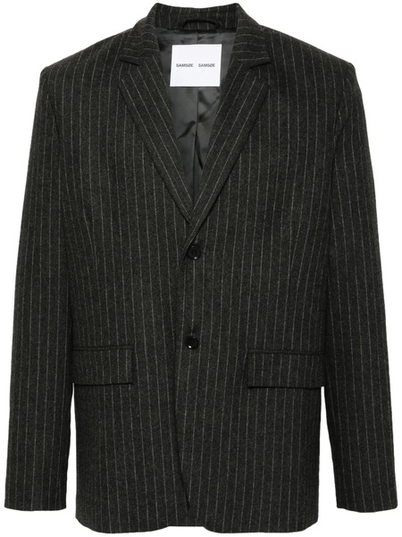  Samsoe Samsoe Single-breasted Pinstripe-pattern Blazer - Grey 