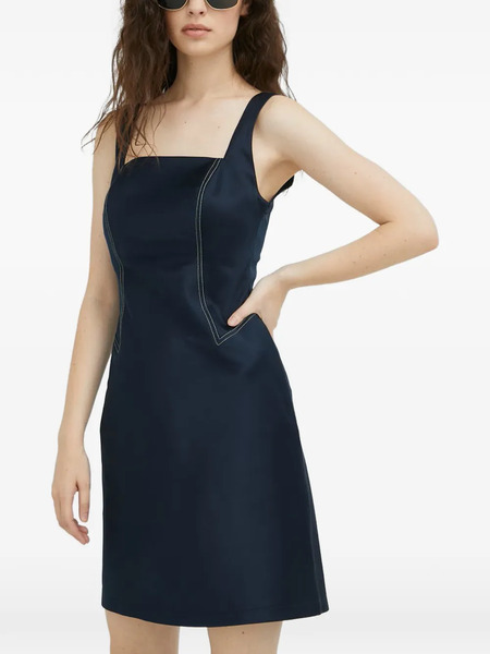  Samsoe Samsoe Square-neck Seam-detail Mini Dress - Blue 