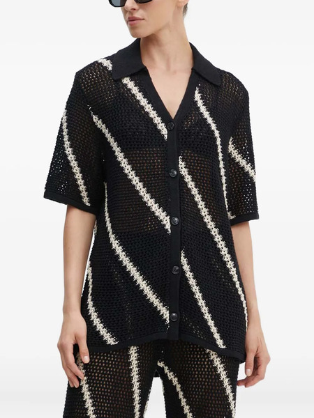  Samsoe Samsoe Striped-pattern Short-sleeve Cardigan - Black 