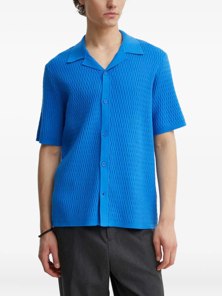  Samsoe Samsoe Textured-effect Short-sleeve Shirt - Blue 