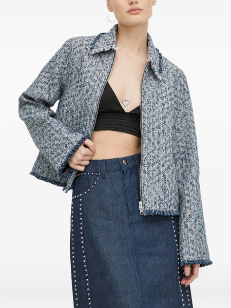  Samsoe Samsoe Tweed-effect Zip-up Jacket - Blue 