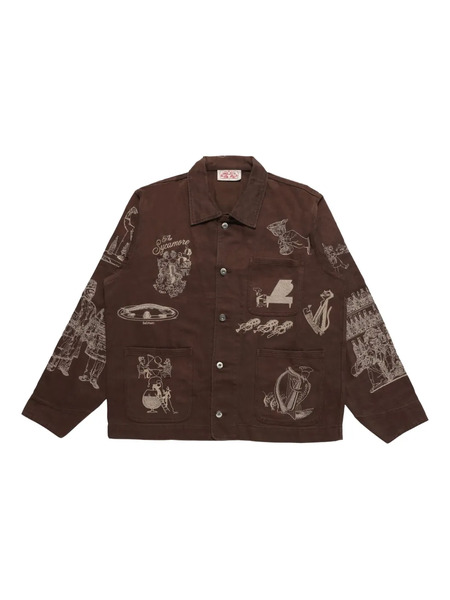  Samuel Zelig Restaurant Chore Embroidered Jacket - Brown 