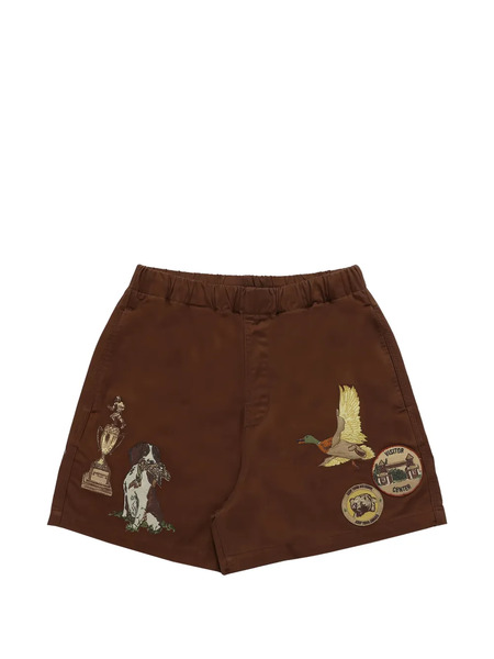  Samuel Zelig Trail Embroidered-artwork Shorts - Brown 