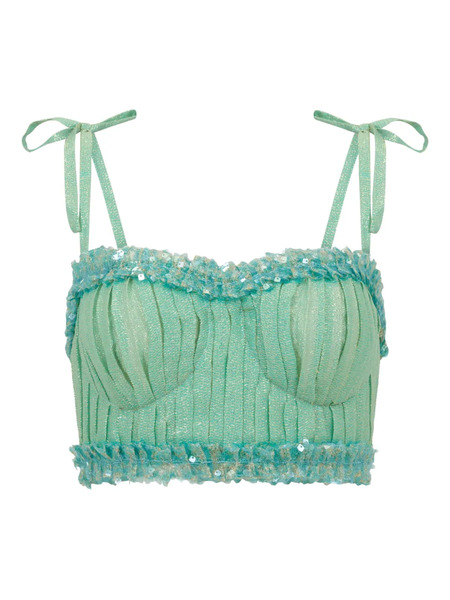  Sana Osmani Agor Sequin Tie-strap Top - Green 