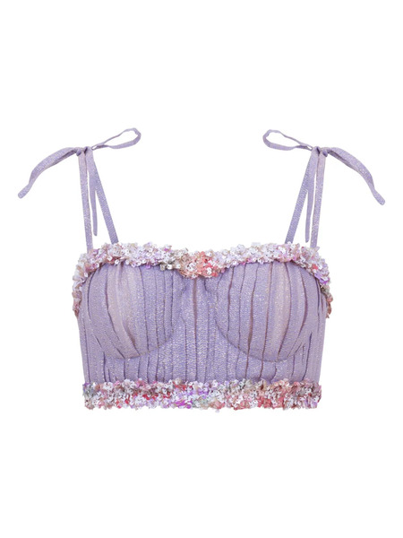  Sana Osmani Agor Sequin Tie Top - Purple 