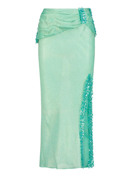  Sana Osmani Delta Ruched Slit Maxi Skirt - Green 