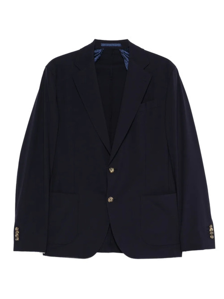  Sand Single-breasted Patch-pocket Blazer - Blue 