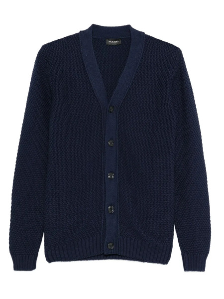  Sand V-neck Textured Cardigan - Blue 