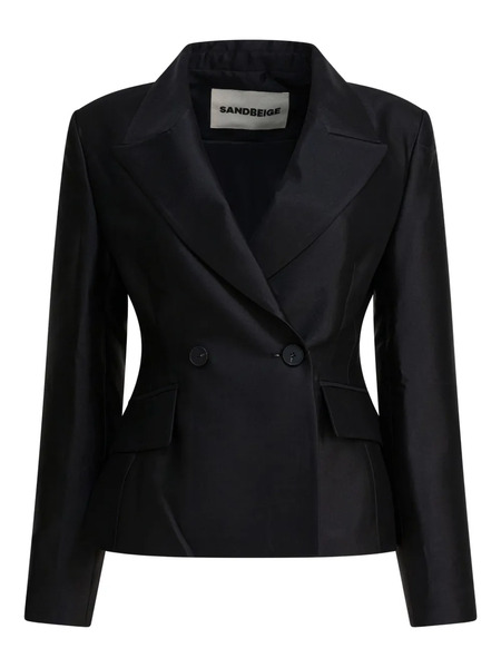  Sandbeige Double-breasted Jacket - Black 